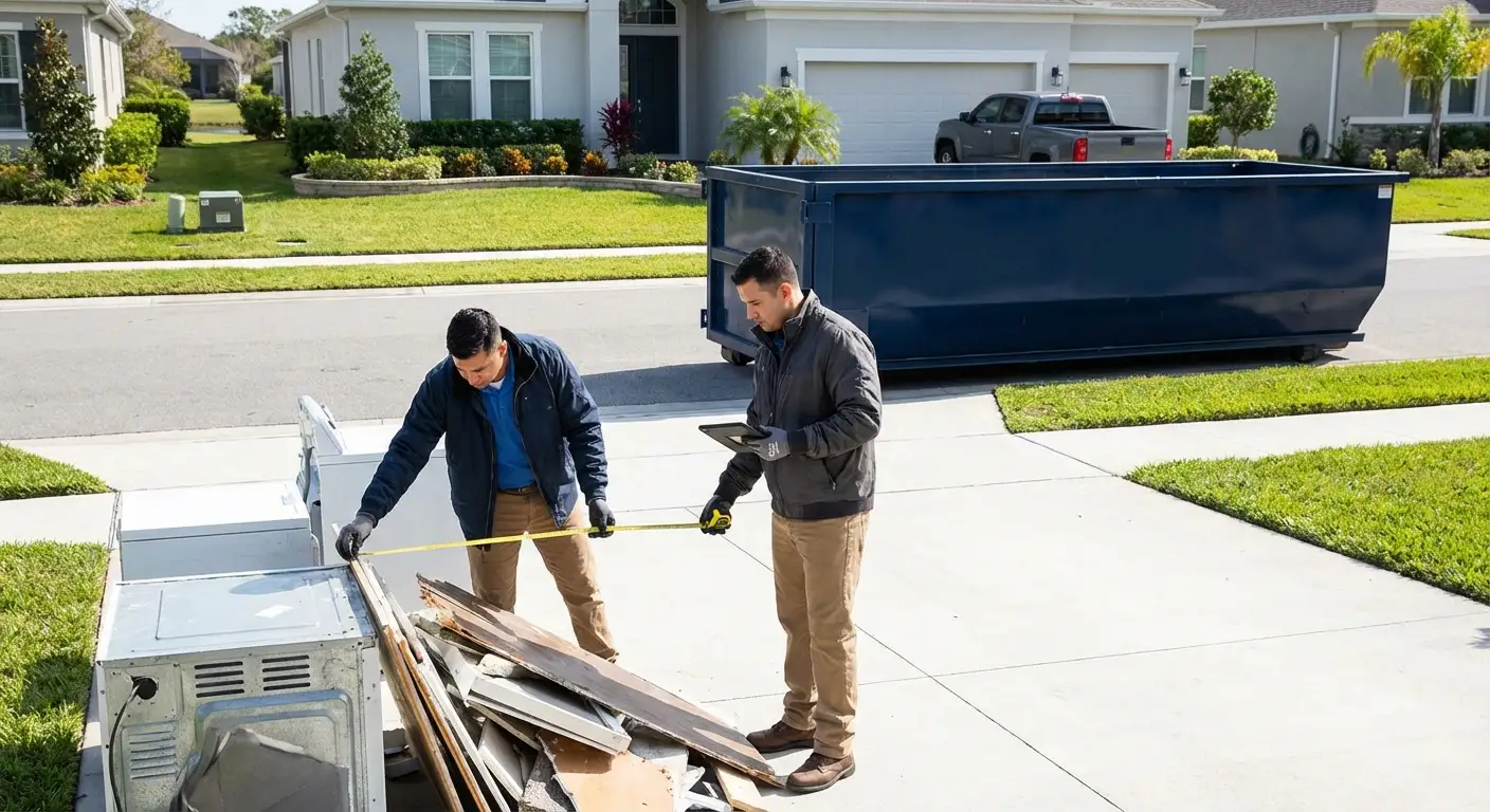 Concrete dumpster rental delivery truck in Fort Worth, TX